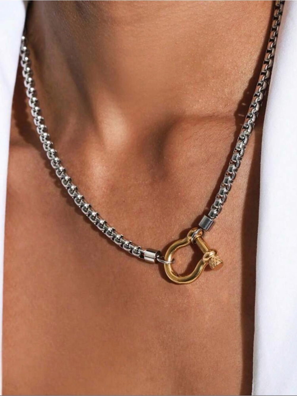 Silver & gold stainless steel women’s Necklace waterproof hypoallergenic new